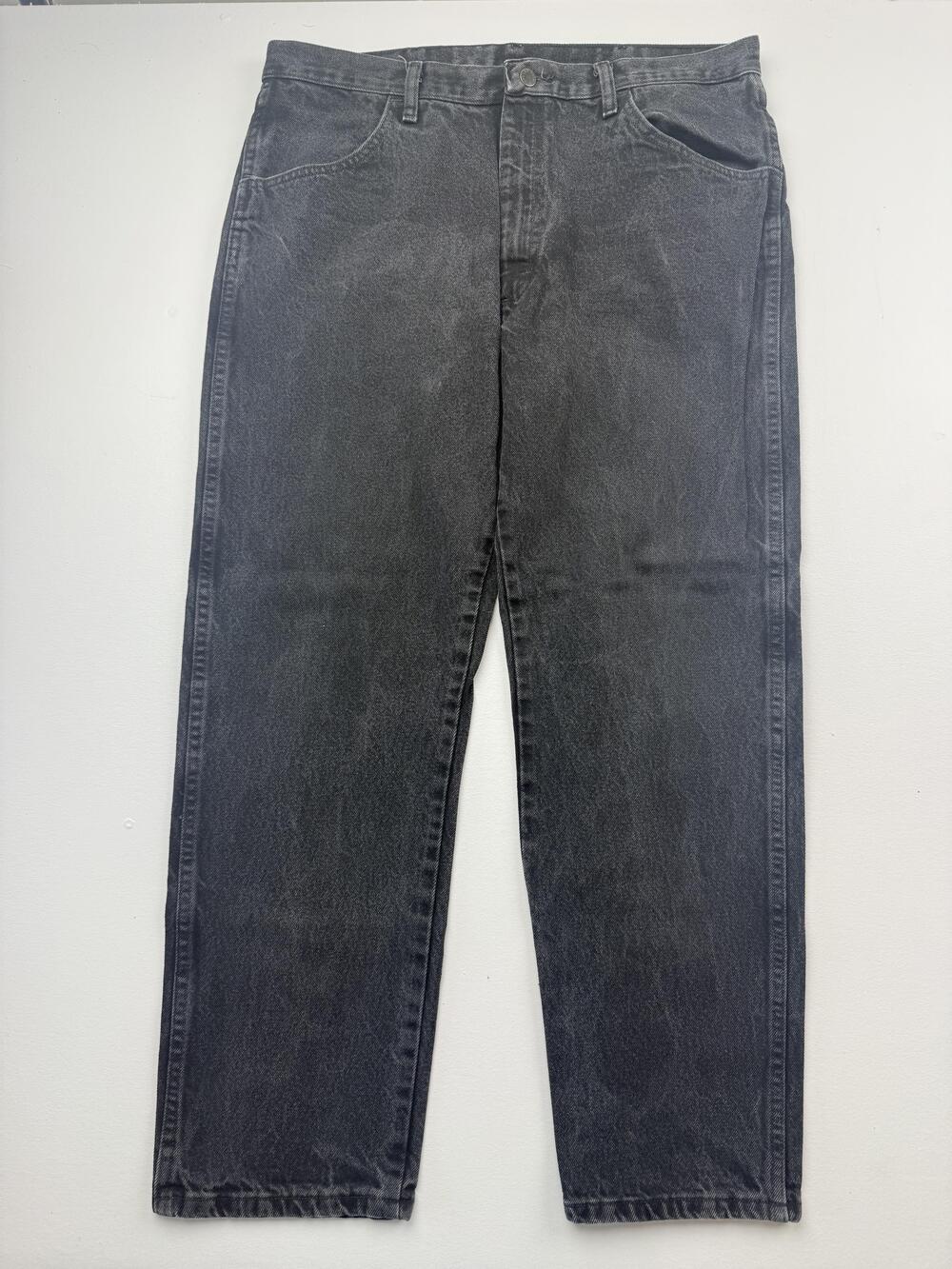 Rustler Jeans Mens 38x30 Gray Charcoal Wash Denim Relaxed Straight Leg Casual